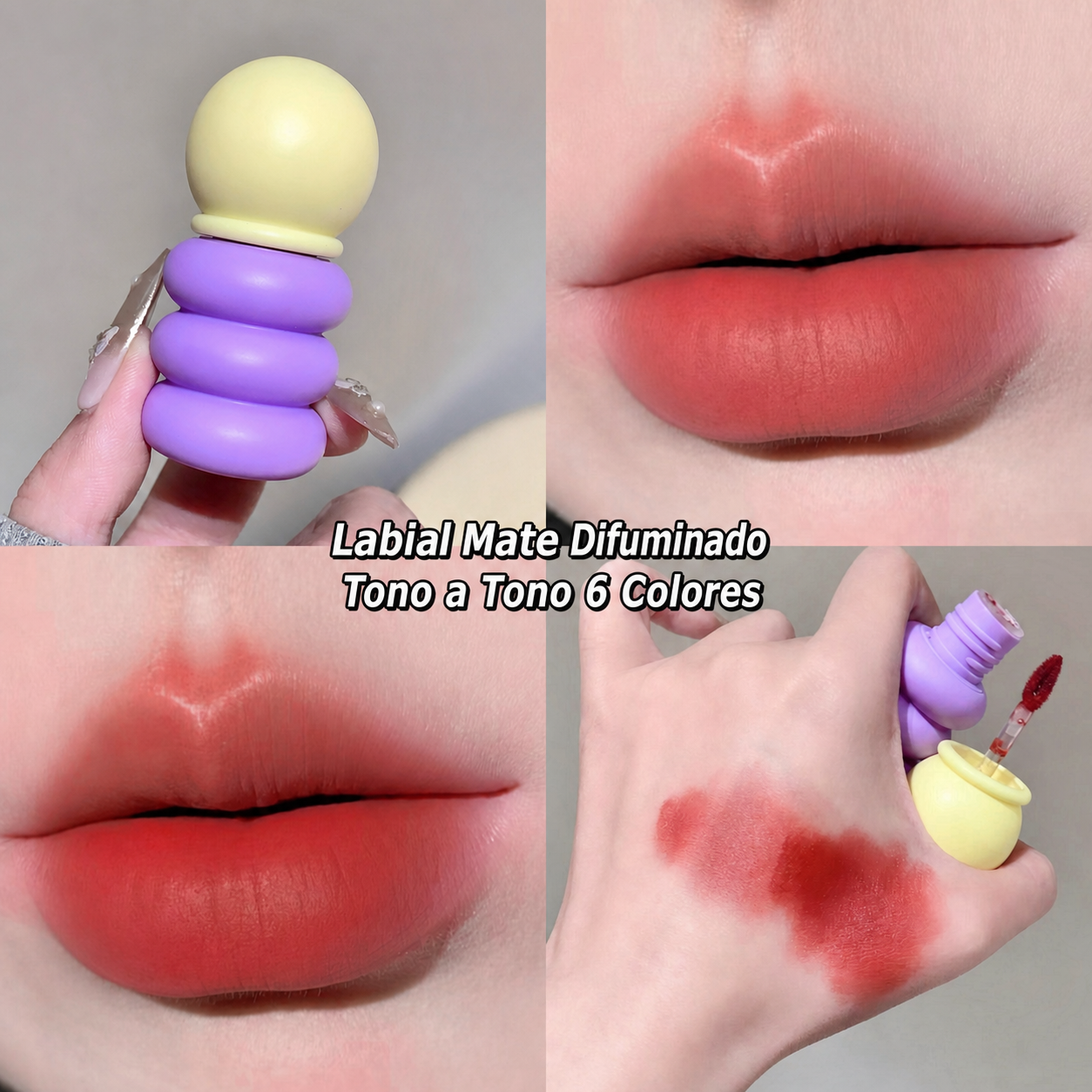 Labial Mate Difuminado Tono a Tono 6 Colores