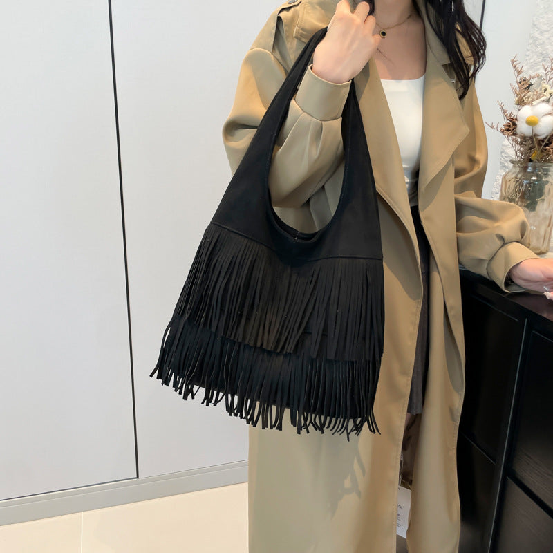 Bolsa tote con flecos estilo vintage gran capacidad - 4