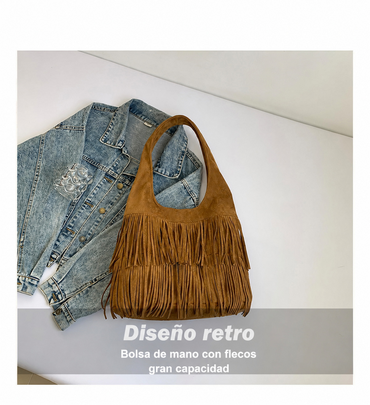 Bolsa tote con flecos estilo vintage gran capacidad - 11