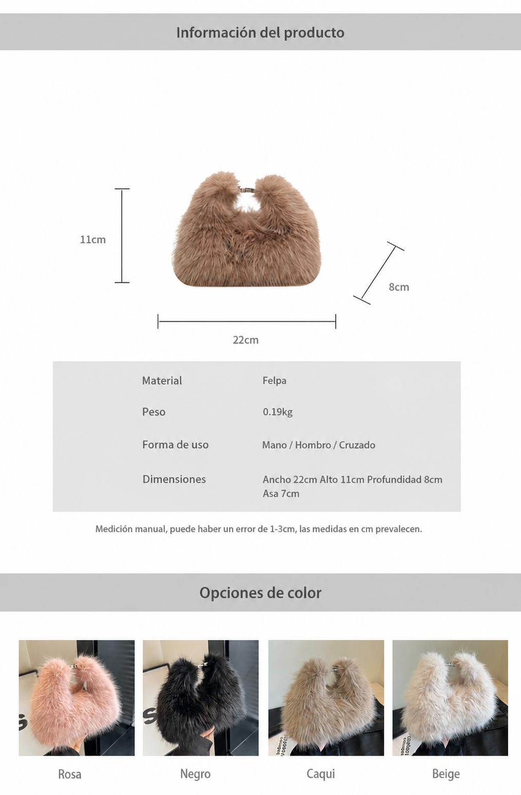 Bolsa cuadrada de peluche tendencia otoño-invierno - 11
