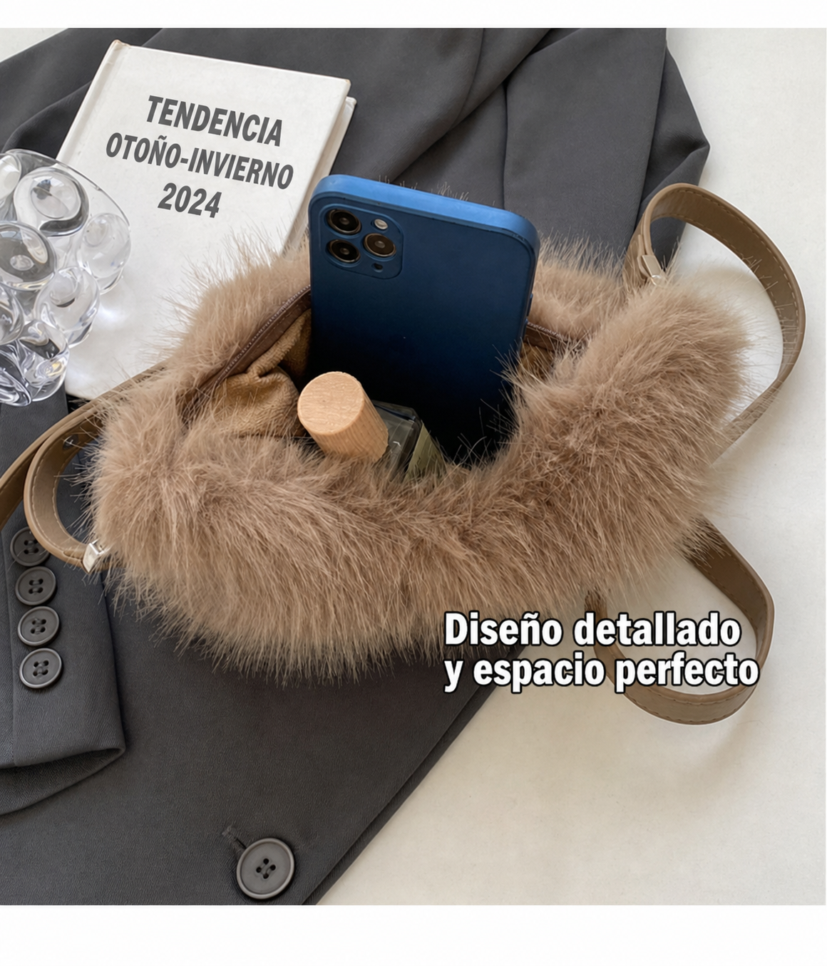 Bolsa cuadrada de peluche tendencia otoño-invierno - 16