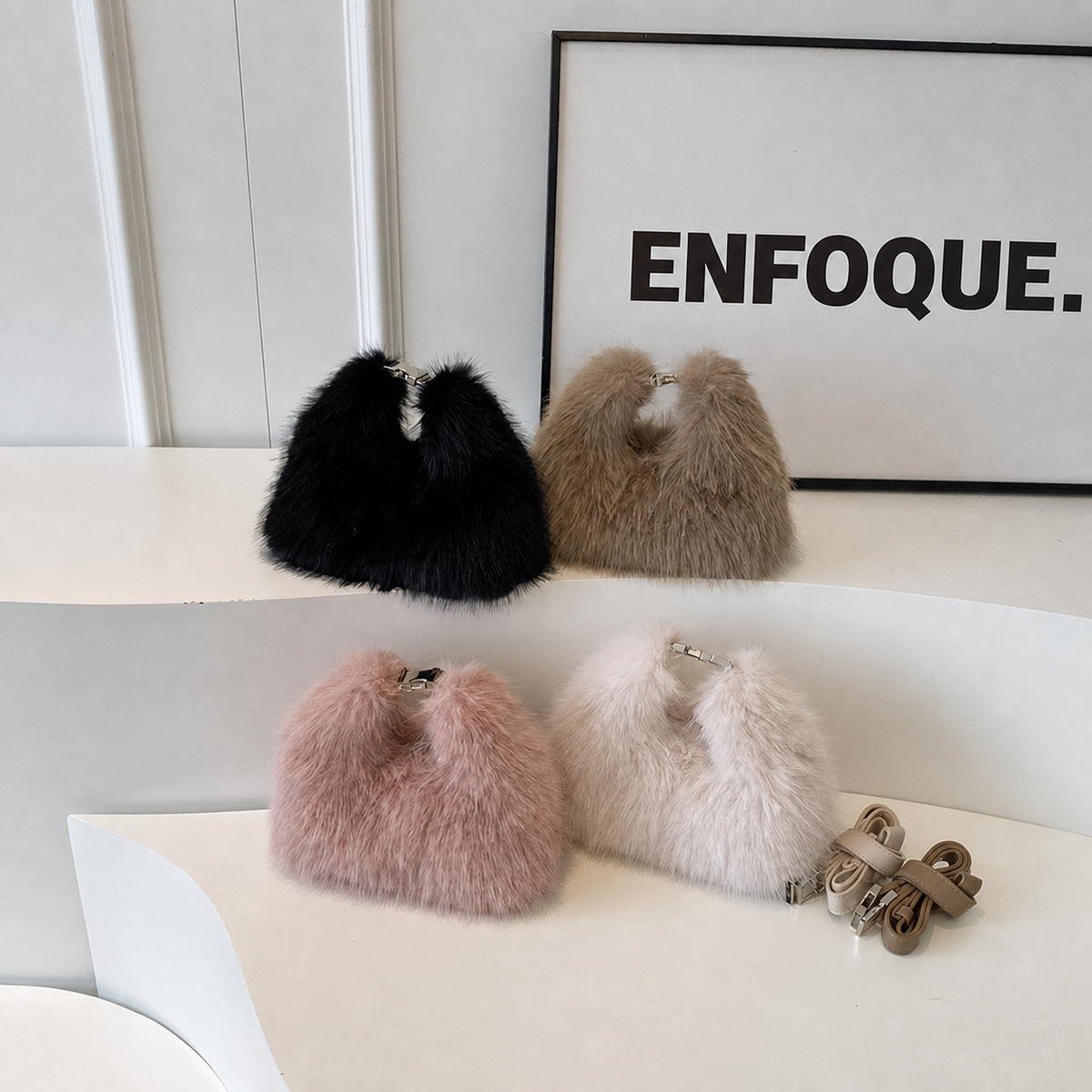 Bolsa cuadrada de peluche tendencia otoño-invierno - 1