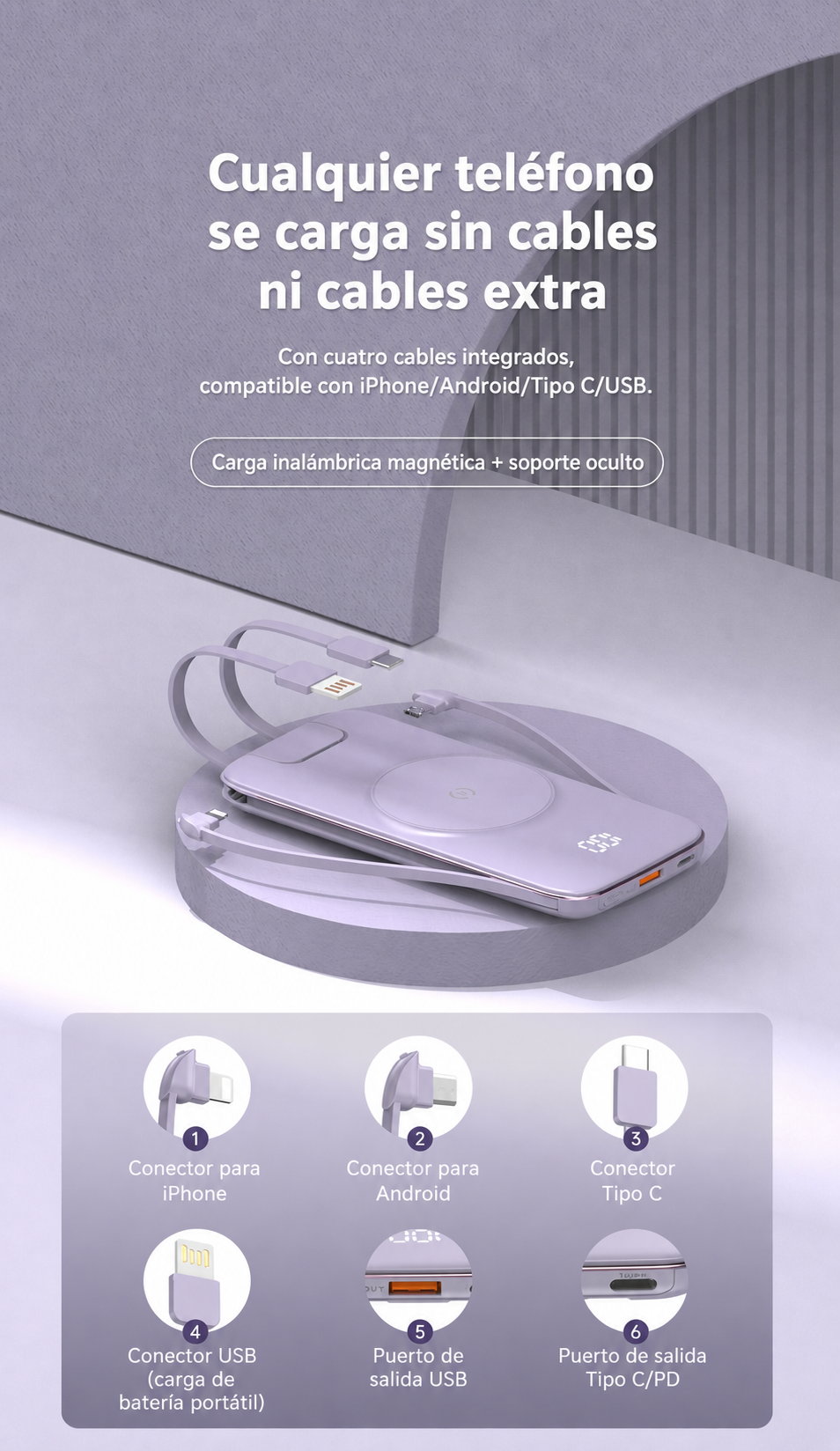 Batería Portátil MagSafe 10000 y 20000 mAh Carga Rápida - 14