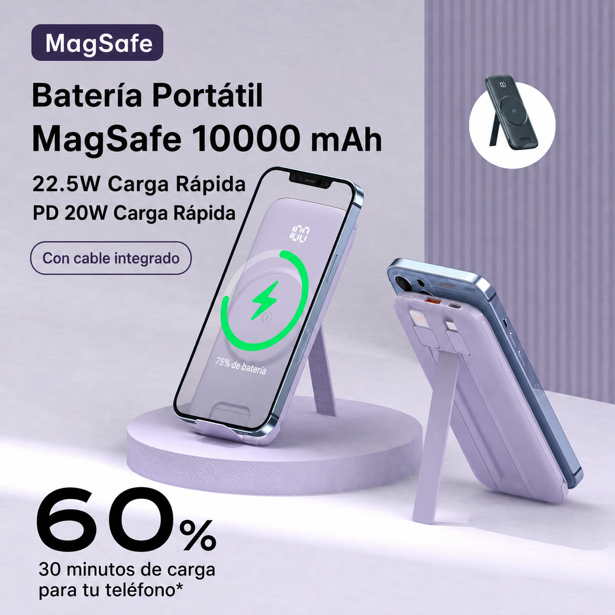 Batería Portátil MagSafe 10000 y 20000 mAh Carga Rápida - 2