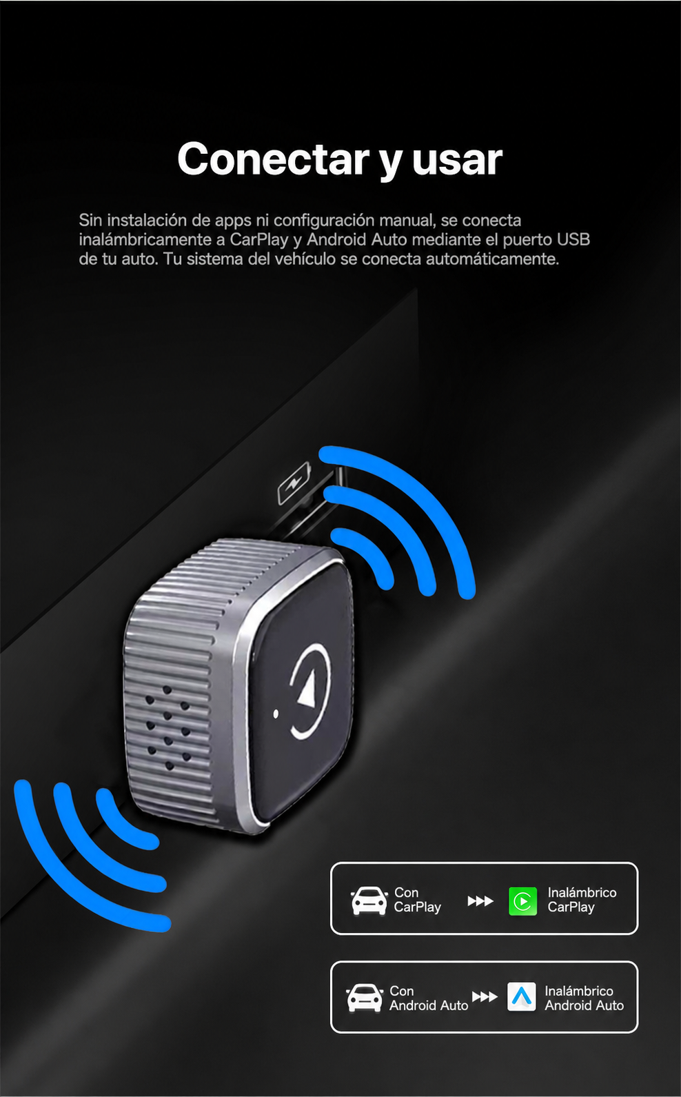 Adaptador CarPlay y Android Auto Inalámbrico 2 en 1 - 9
