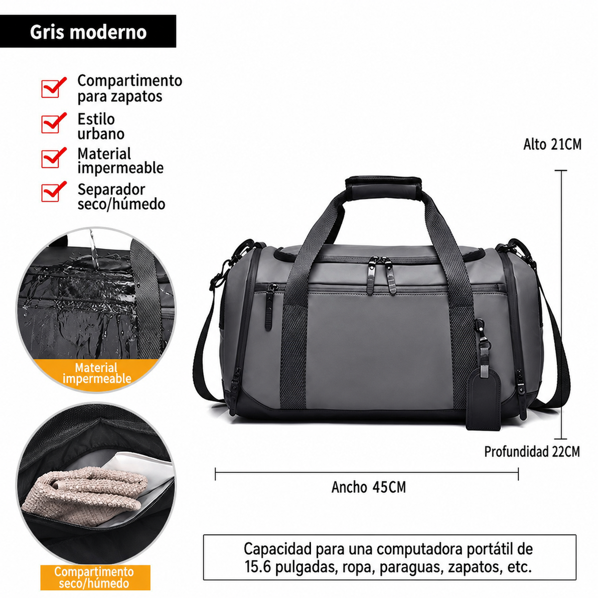 Bolsa de hombre con Separador Seco/Húmedo