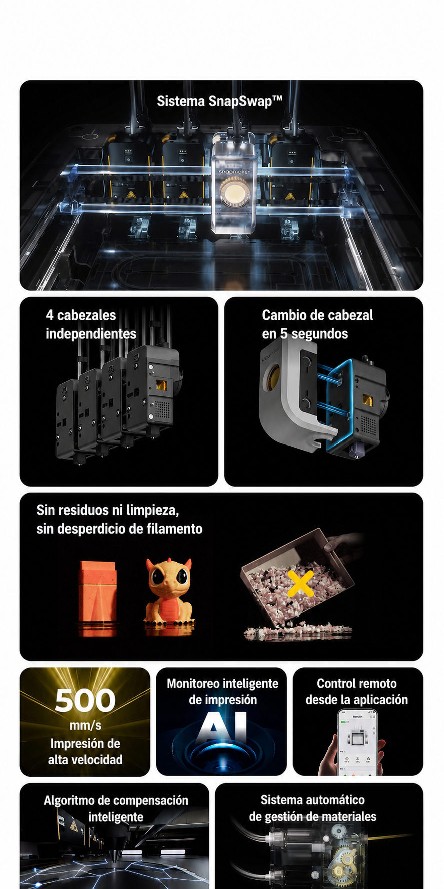 Impresora 3D Snapmaker cabezales - 6