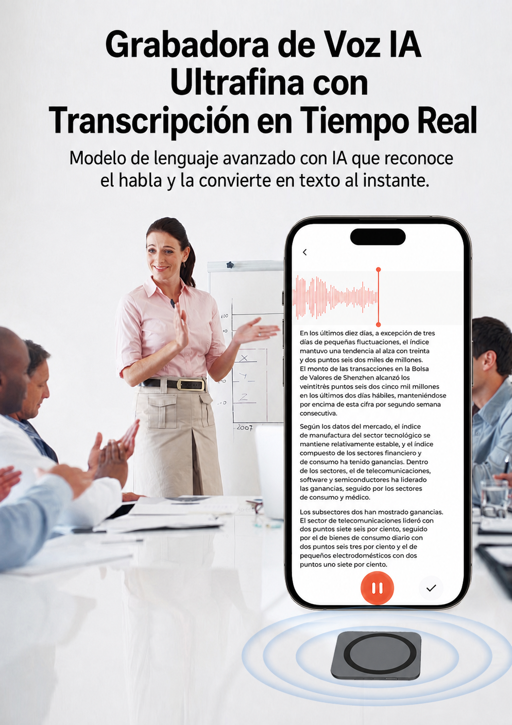 Grabadora de Voz IA Ultrafina con Transcripción en Tiempo Real - 13