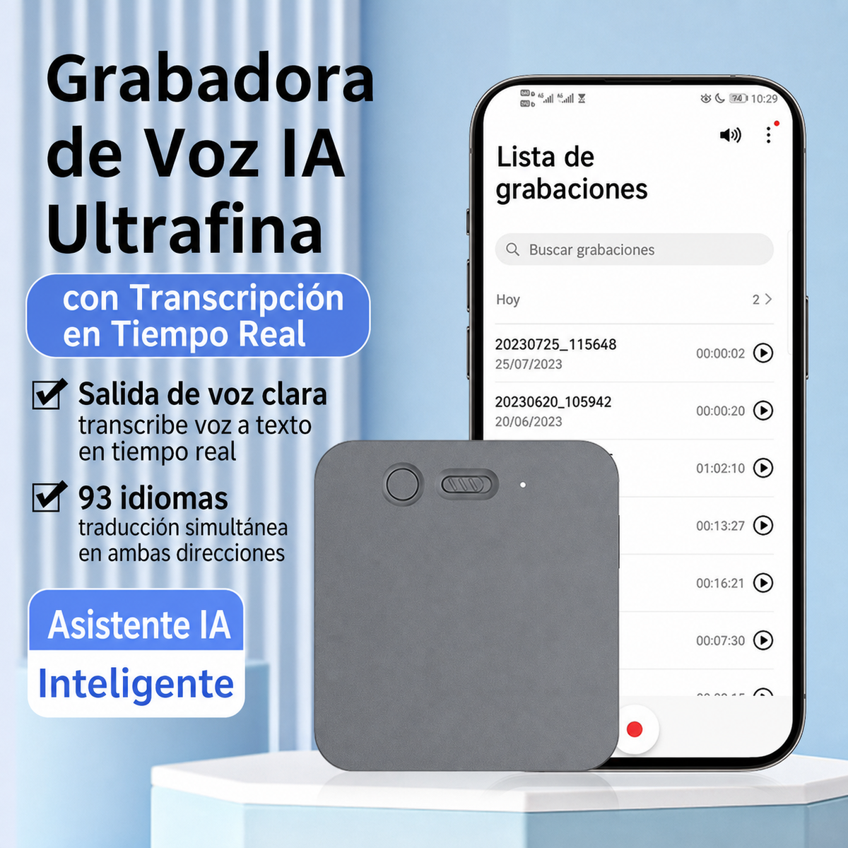Grabadora de Voz IA Ultrafina con Transcripción en Tiempo Real - 2