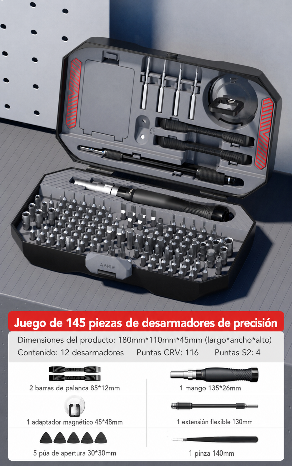 Desarmadores de Precisión con Punta Magnética Set 34-145 pzas