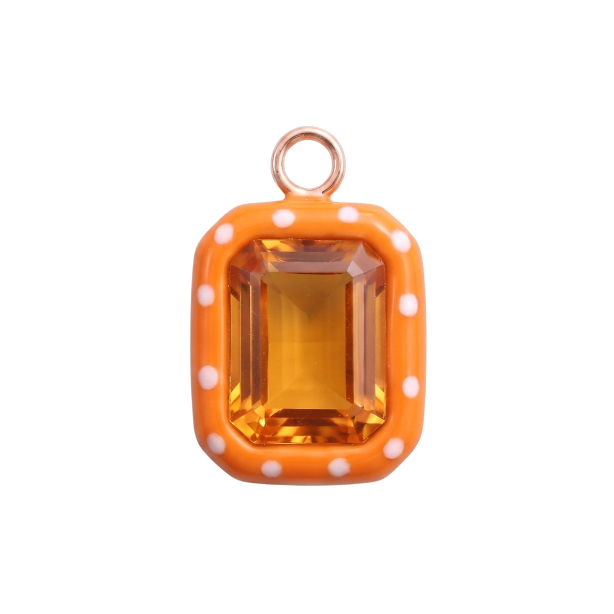 Dije con piedra decorativa chapado en acero inoxidable 18K - 8