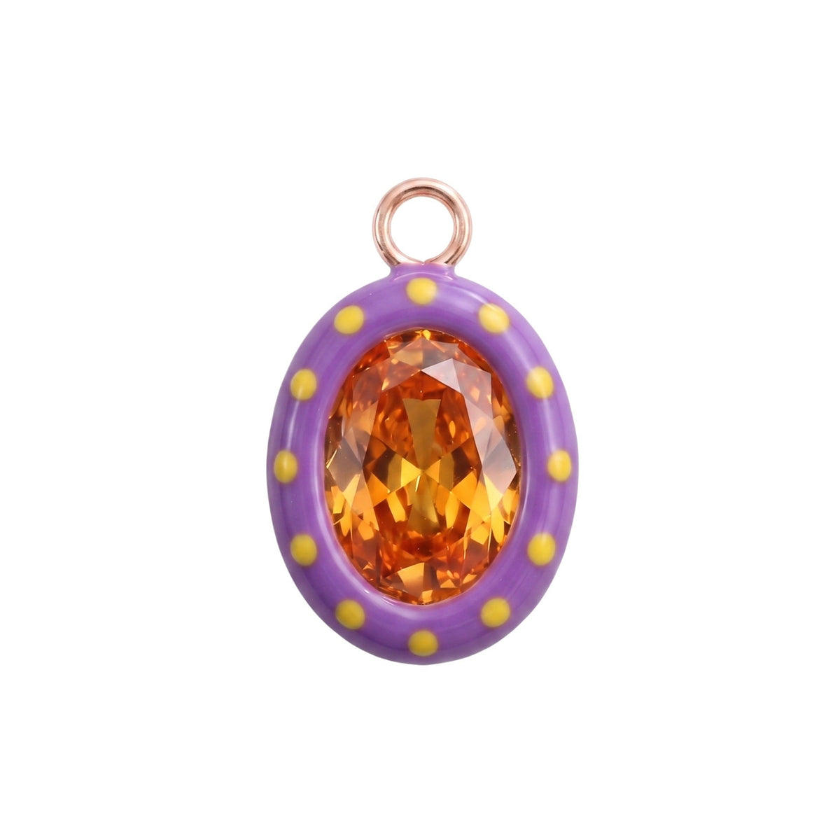 Dije con piedra decorativa chapado en acero inoxidable 18K