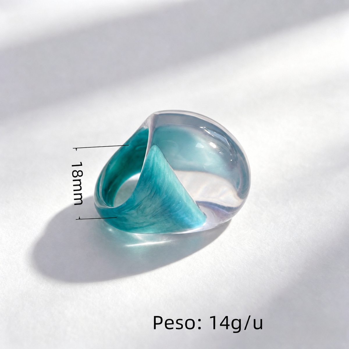 Anillo de resina ancho degradado estilo oversize mujer - 12