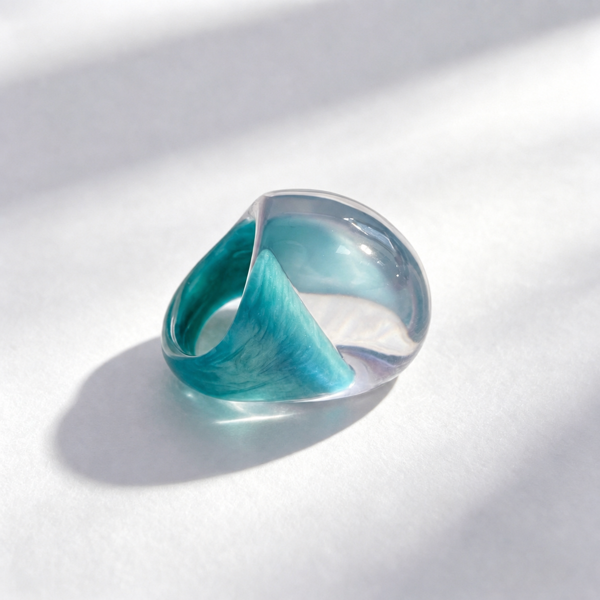Anillo de resina ancho degradado estilo oversize mujer - 7