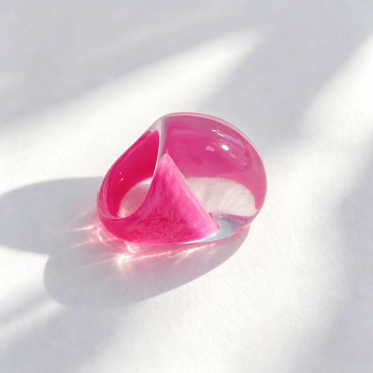 Anillo de resina ancho degradado estilo oversize mujer - 9
