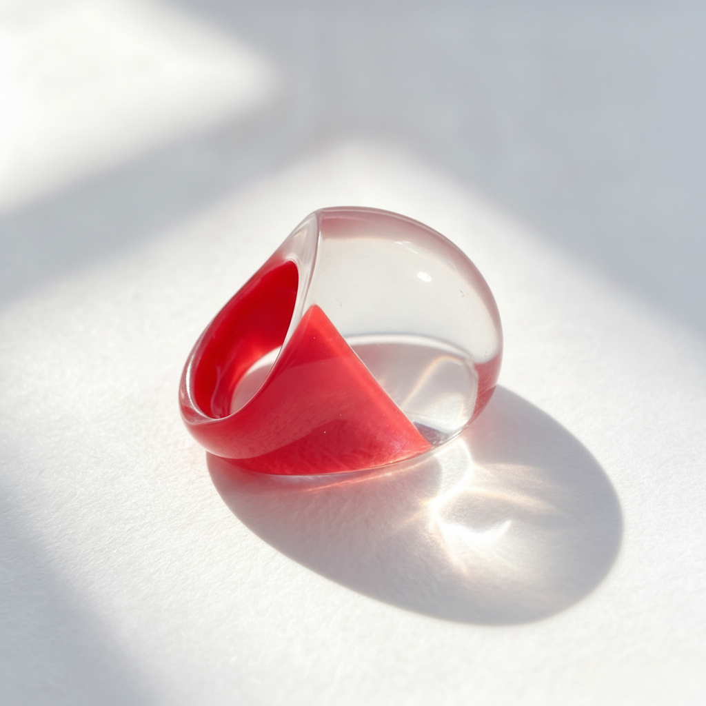 Anillo de resina ancho degradado estilo oversize mujer