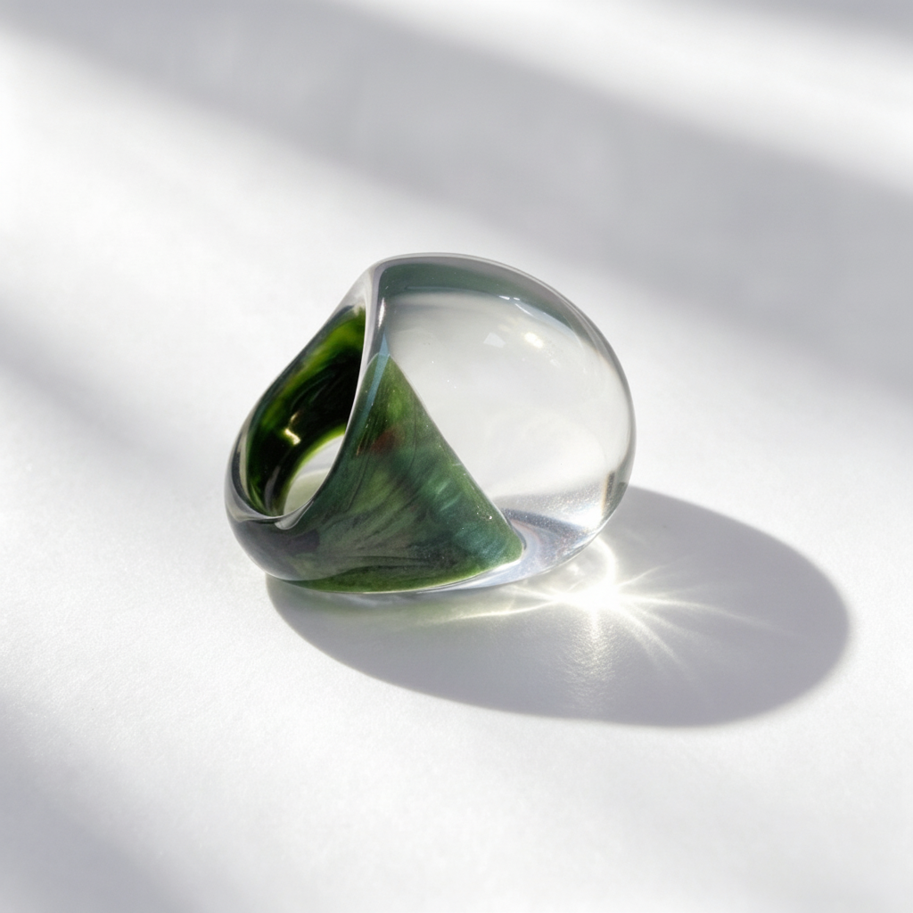 Anillo de resina ancho degradado estilo oversize mujer