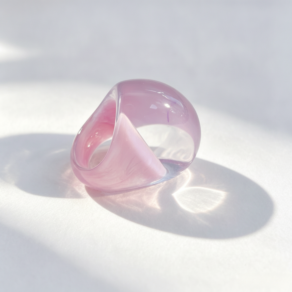 Anillo de resina ancho degradado estilo oversize mujer