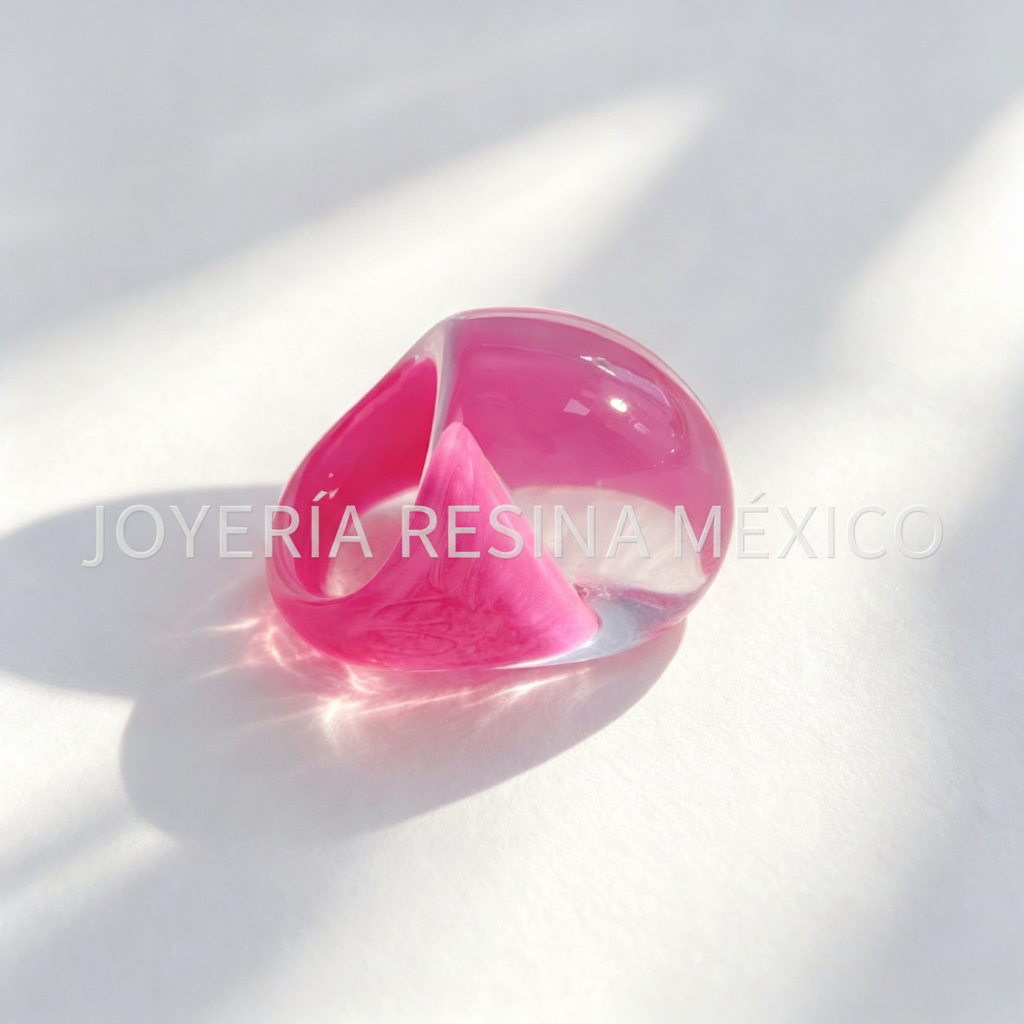 Anillo de resina ancho degradado estilo oversize mujer