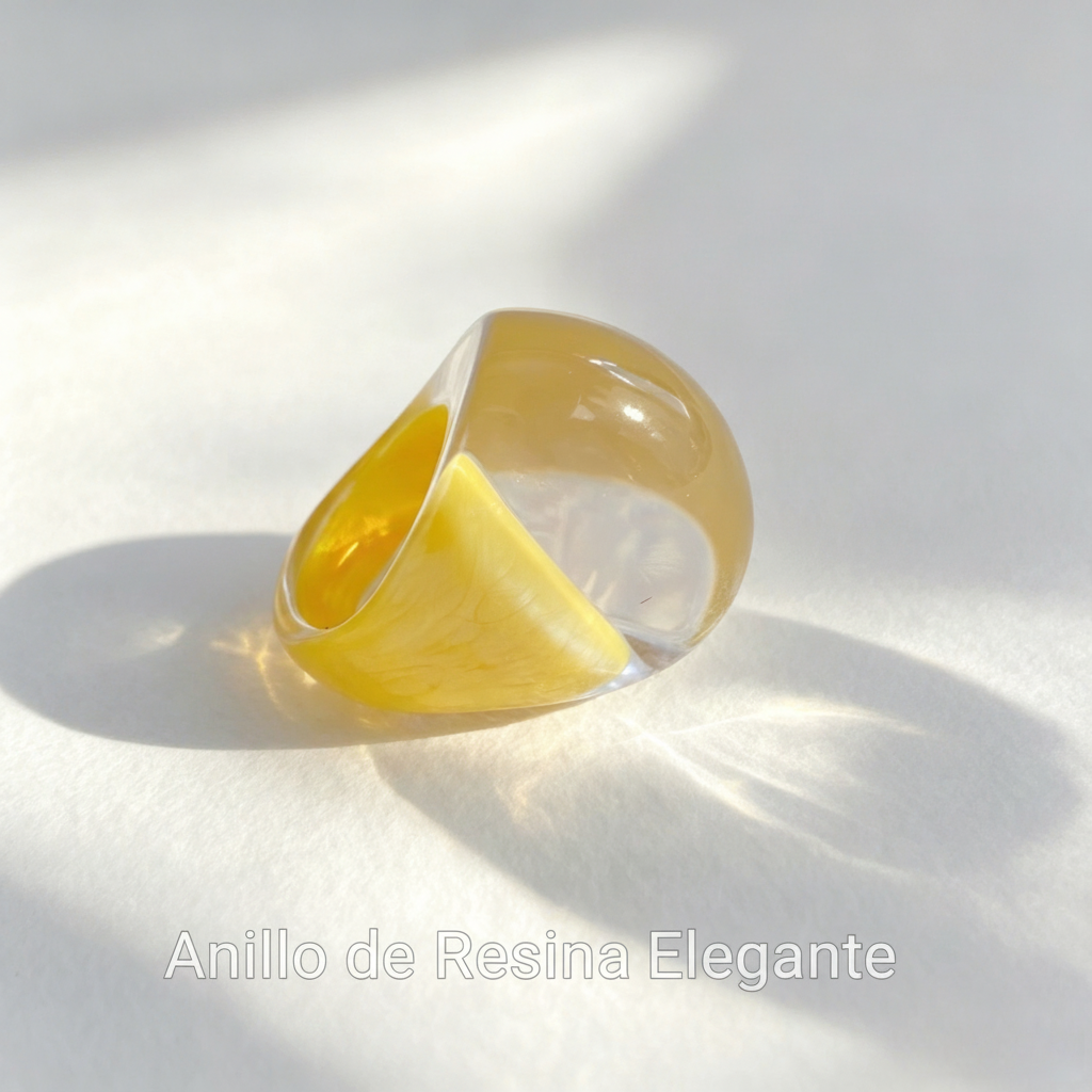 Anillo de resina ancho degradado estilo oversize mujer