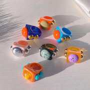 Anillo Cuadrado de Resina con Zirconia Colores Vibrantes - 1