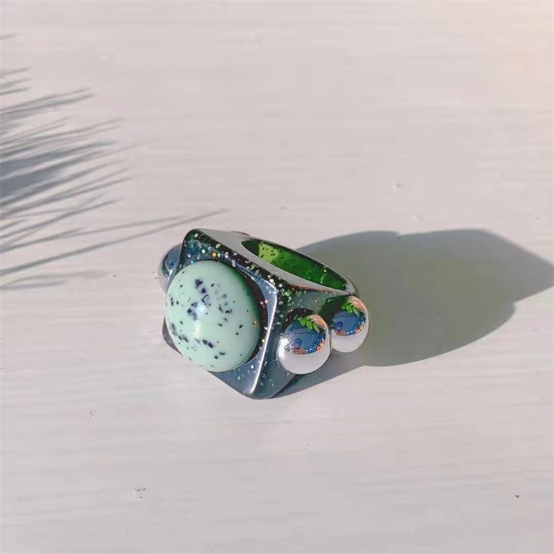 Anillo Cuadrado de Resina con Zirconia Colores Vibrantes - 14