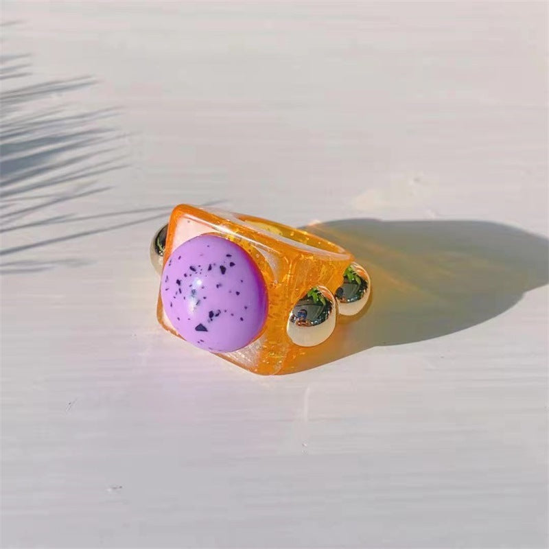 Anillo Cuadrado de Resina con Zirconia Colores Vibrantes - 16