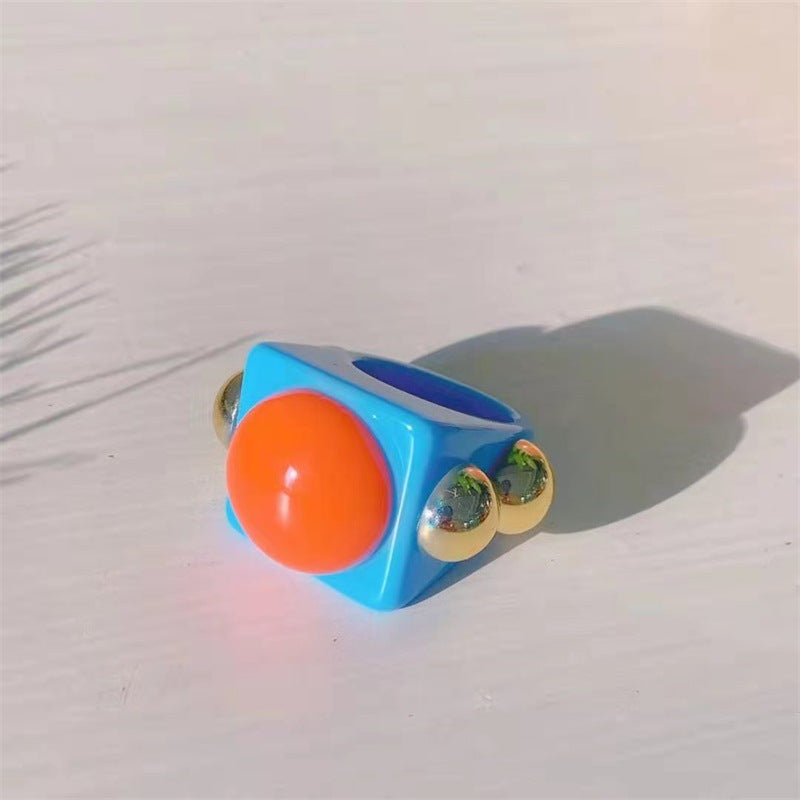 Anillo Cuadrado de Resina con Zirconia Colores Vibrantes - 8