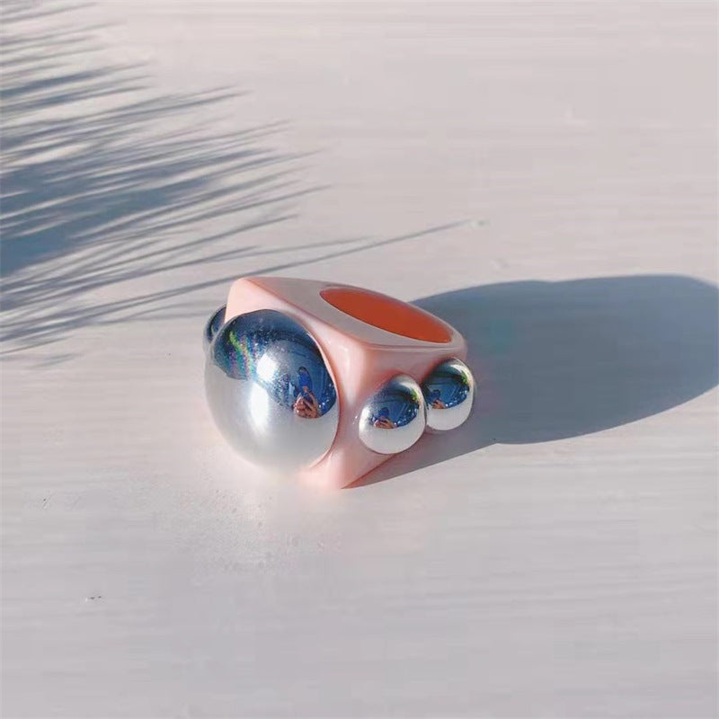 Anillo Cuadrado de Resina con Zirconia Colores Vibrantes - 9