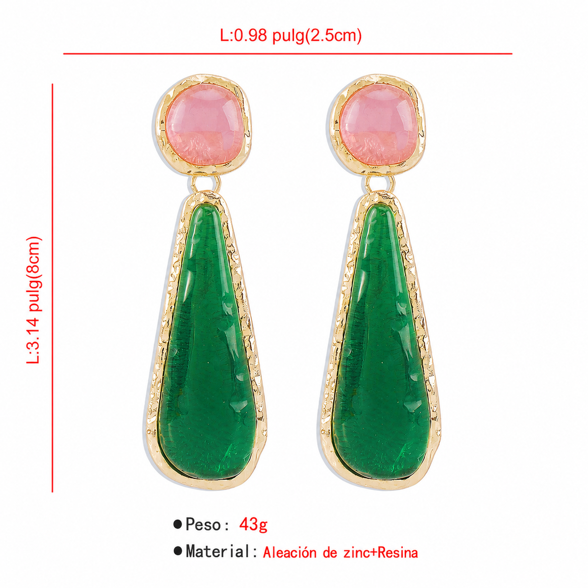 Aretes geométricos retro resina estilo palacio mujer - 7