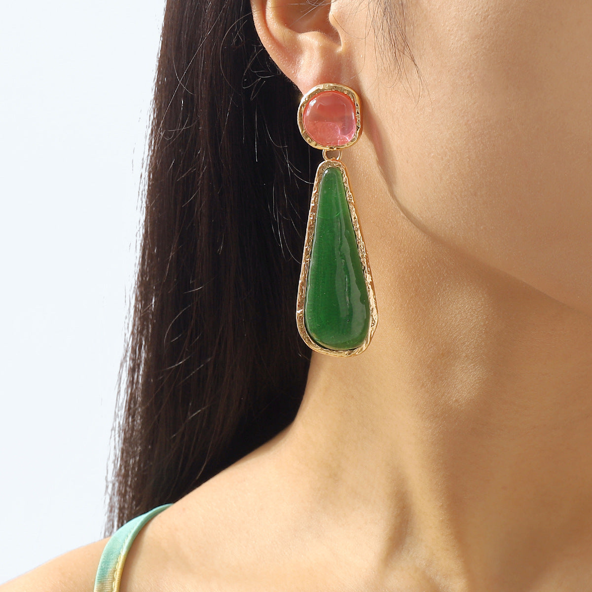 Aretes geométricos retro resina estilo palacio mujer - 2