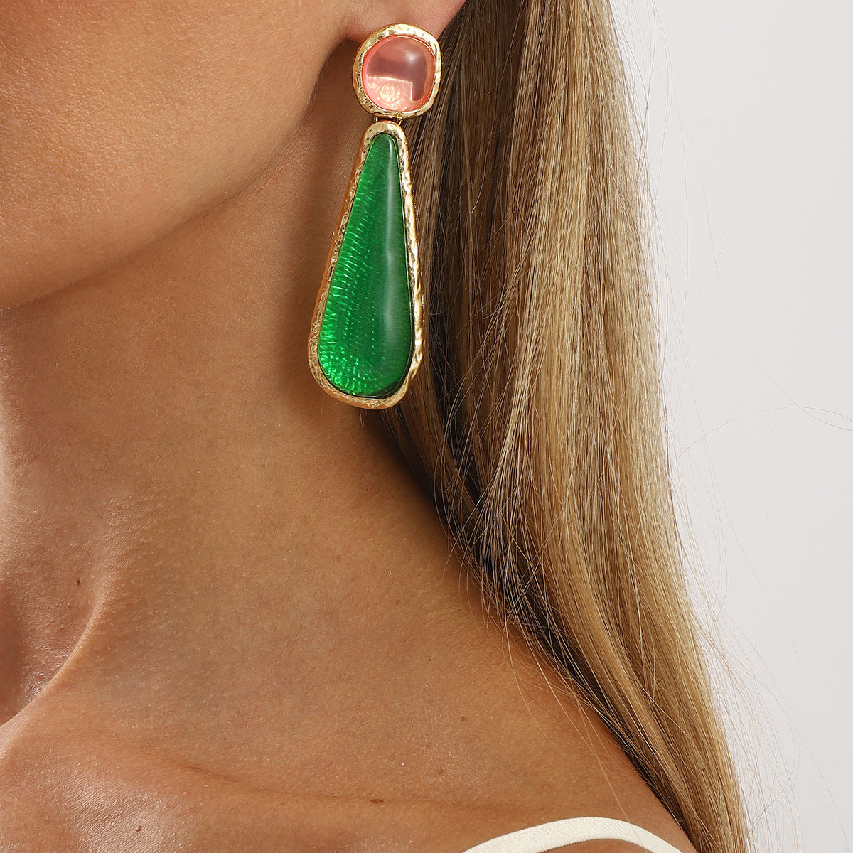 Aretes geométricos retro resina estilo palacio mujer - 3