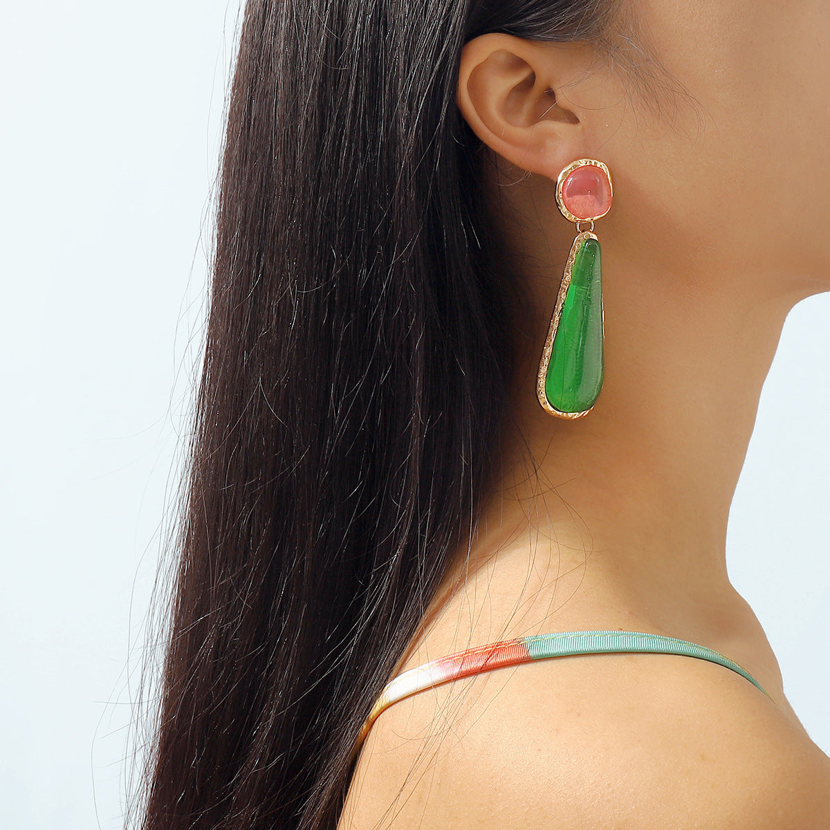 Aretes geométricos retro resina estilo palacio mujer - 5