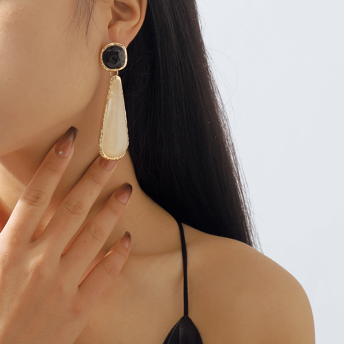 Aretes geométricos retro resina estilo palacio mujer - 6