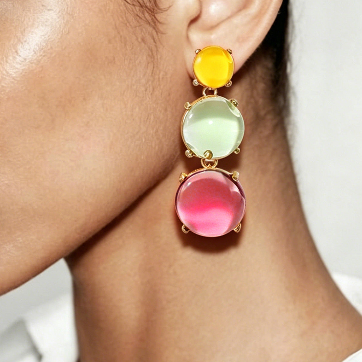 Collar y Aretes Geométricos de Resina Colores - 14