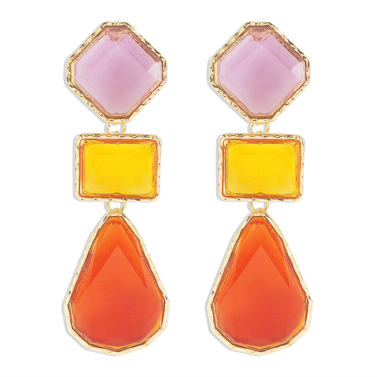 Collar y Aretes Geométricos de Resina Colores