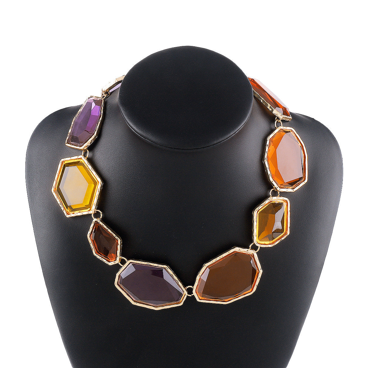 Collar y Aretes Geométricos de Resina Colores