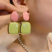 Aretes geométricos cuadrados bicolor estilo atrevido - 1