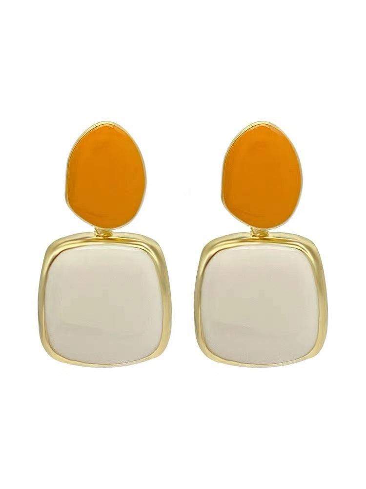 Aretes geométricos cuadrados bicolor estilo atrevido - 5