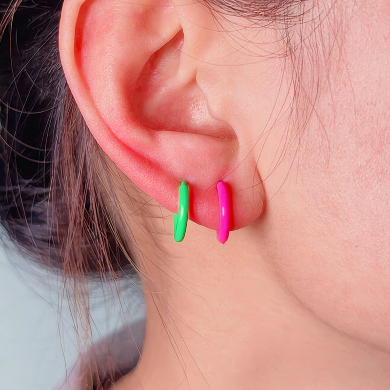 Aretes circulares geométricos estilo coreano para mujer - 1