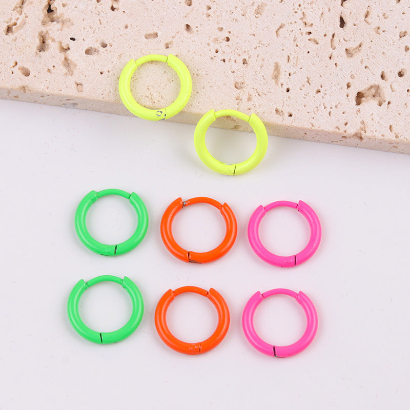 Aretes circulares geométricos estilo coreano para mujer - 2