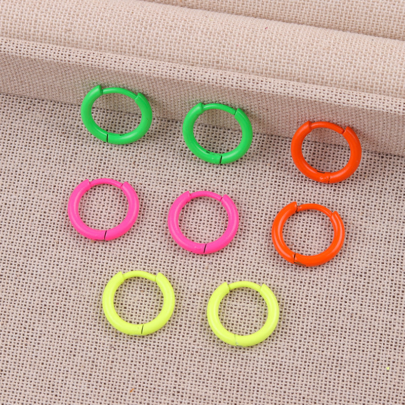 Aretes circulares geométricos estilo coreano para mujer - 3
