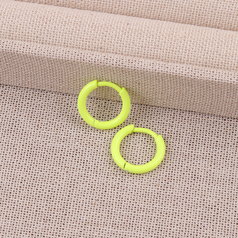 Aretes circulares geométricos estilo coreano para mujer - 4