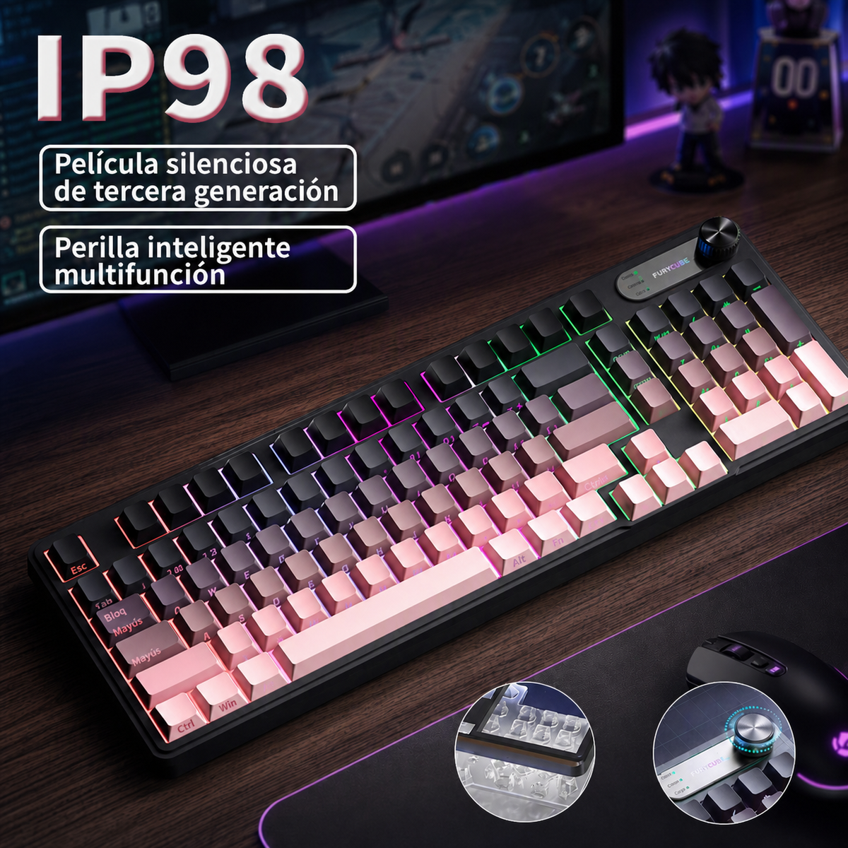 Teclado Gaming FURYCUBE trimodal - 1