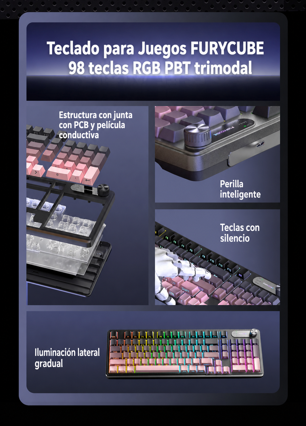 Teclado Gaming FURYCUBE trimodal - 12