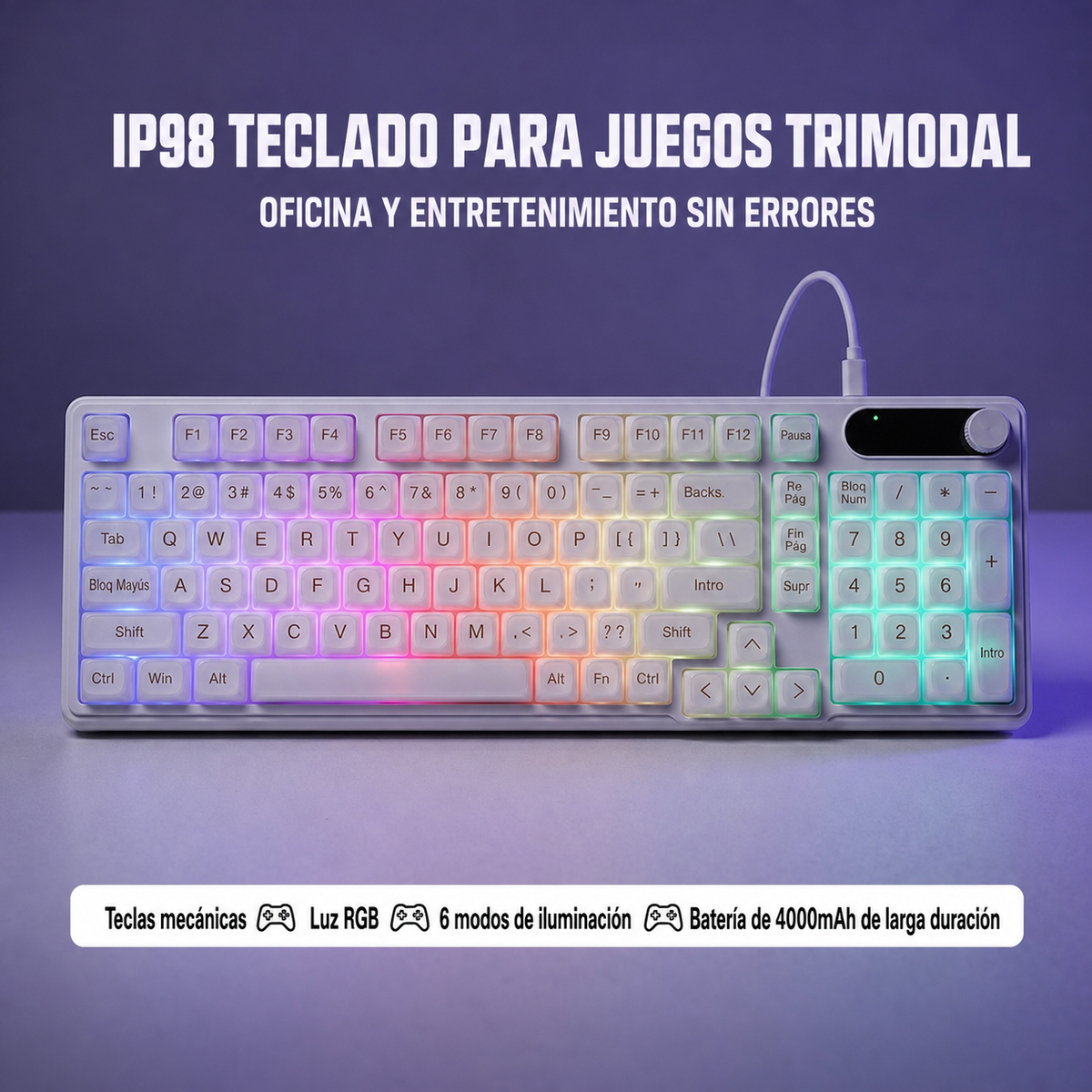 Teclado Gaming FURYCUBE trimodal