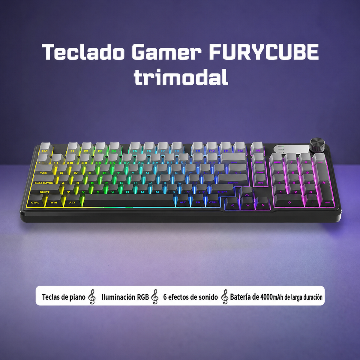 Teclado Gaming FURYCUBE trimodal