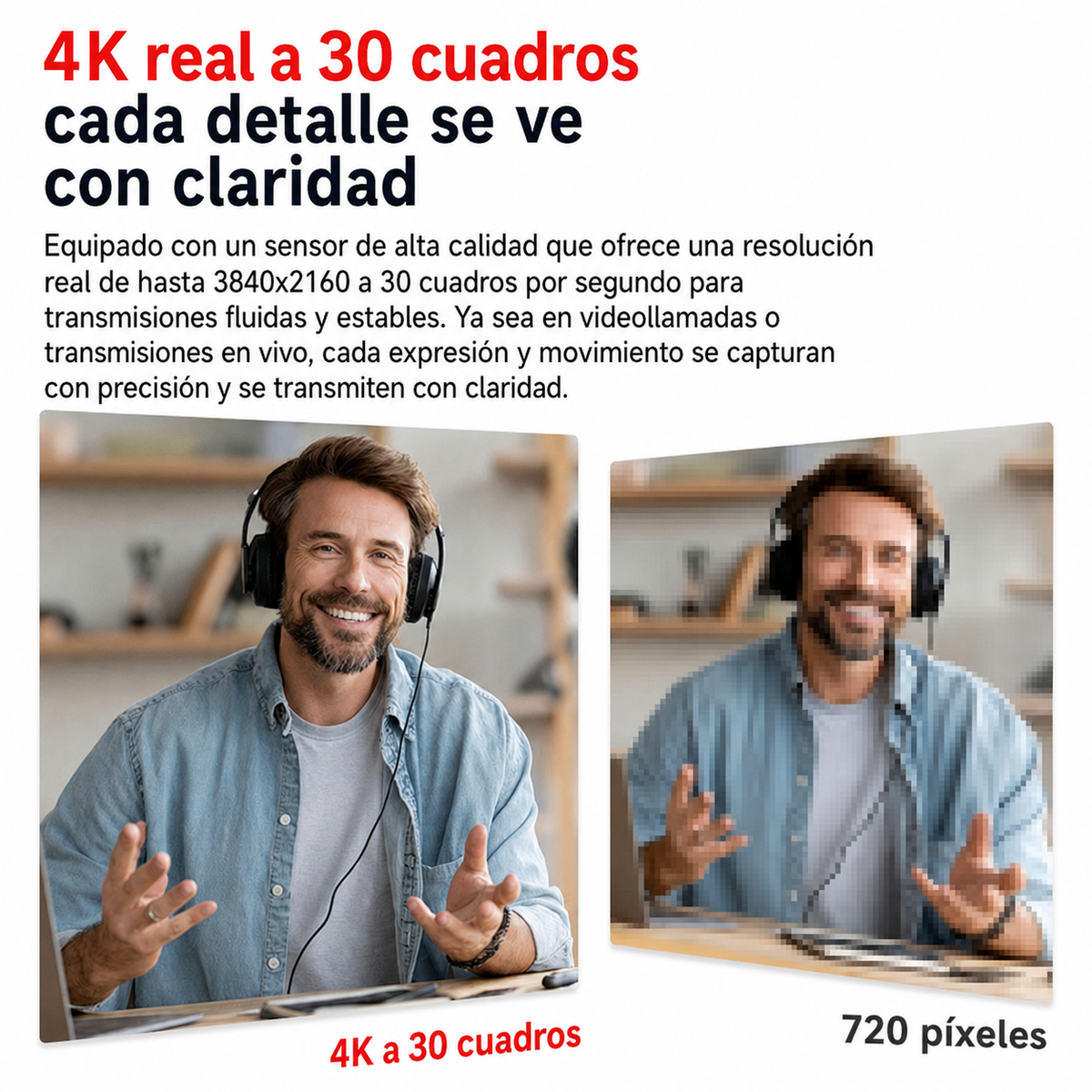 Webcam 4K con Micrófono y Bocina | USB - 2