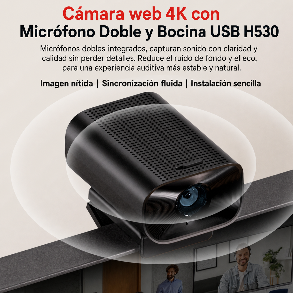 Webcam 4K con Micrófono y Bocina | USB - 4