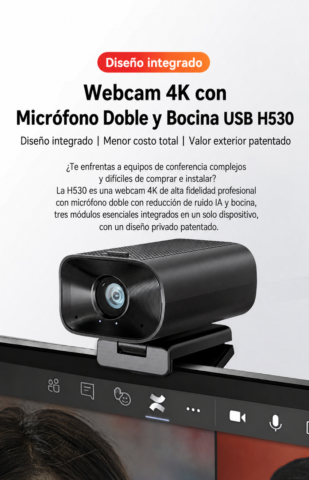 Webcam 4K con Micrófono y Bocina | USB - 6